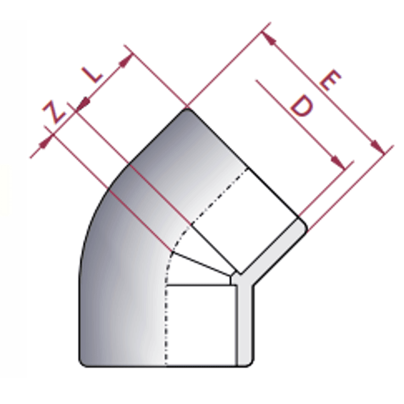 PVC Albue | Ø75mm 45° PN16