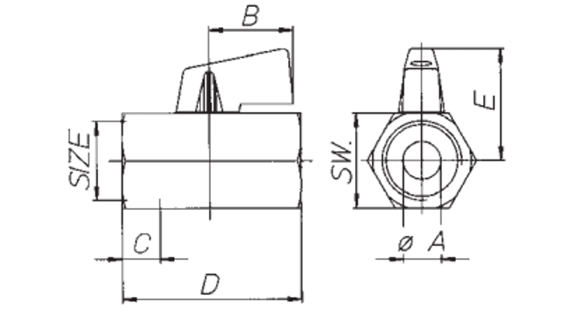Mini Kuleventil Inv. Gjenger  | 3/8