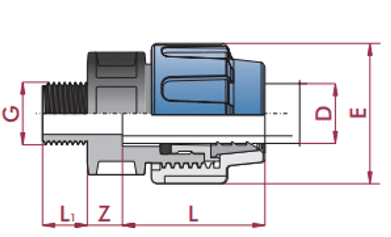 PP Overgang-Adapter Utv.Gjenger | 20mm X  1/2”
