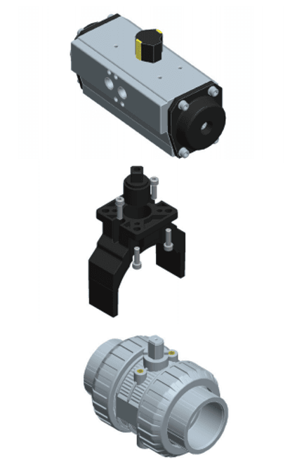 Hovedbilde Industriell Kuleventil Med Pneumatisk Aktuator | Ø16-110mm